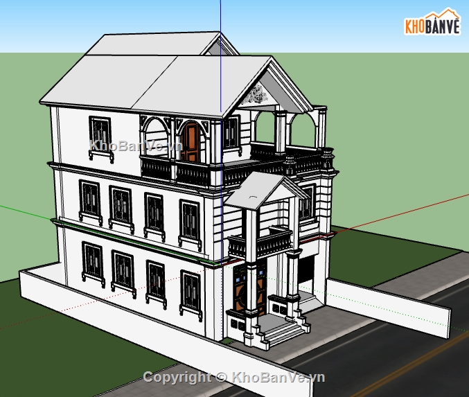 biệt thự  3 tầng,model su nhà 3 tầng,sketchup nhà 3 tầng,nhà phố 3 tầng